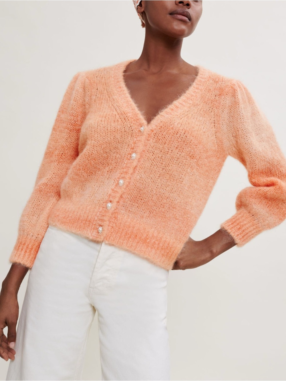 Maje Mohir Knit Orange Blend Cardigan w/Pearl Accents NWT Women’s Size - 2